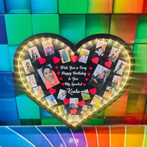 MDF Collage Heart Frame LED