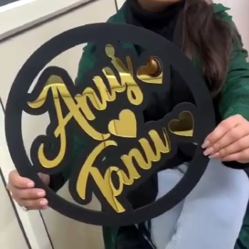 MDF Golden Name Prop 15x15 inch